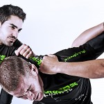 Man defending against attackers