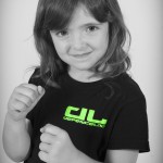 young girl in fighting stance